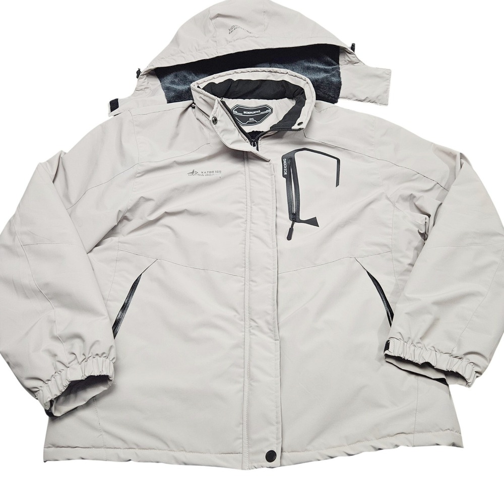 Moerdeng Insulated Winter Jacket 2XL Gray Hooded‎ Fleece Lined Outdoor